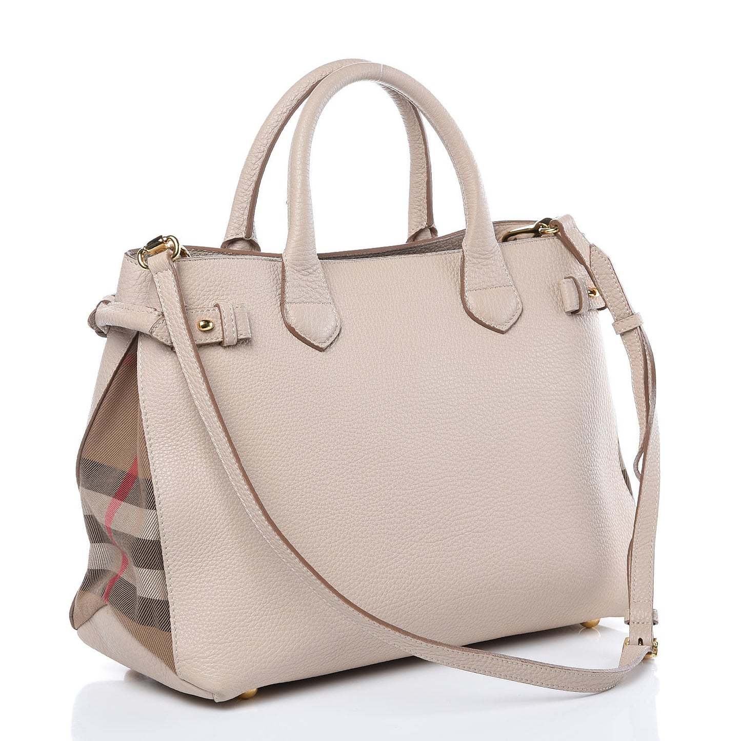Derby Calfskin House Check Medium Banner Tote Beige