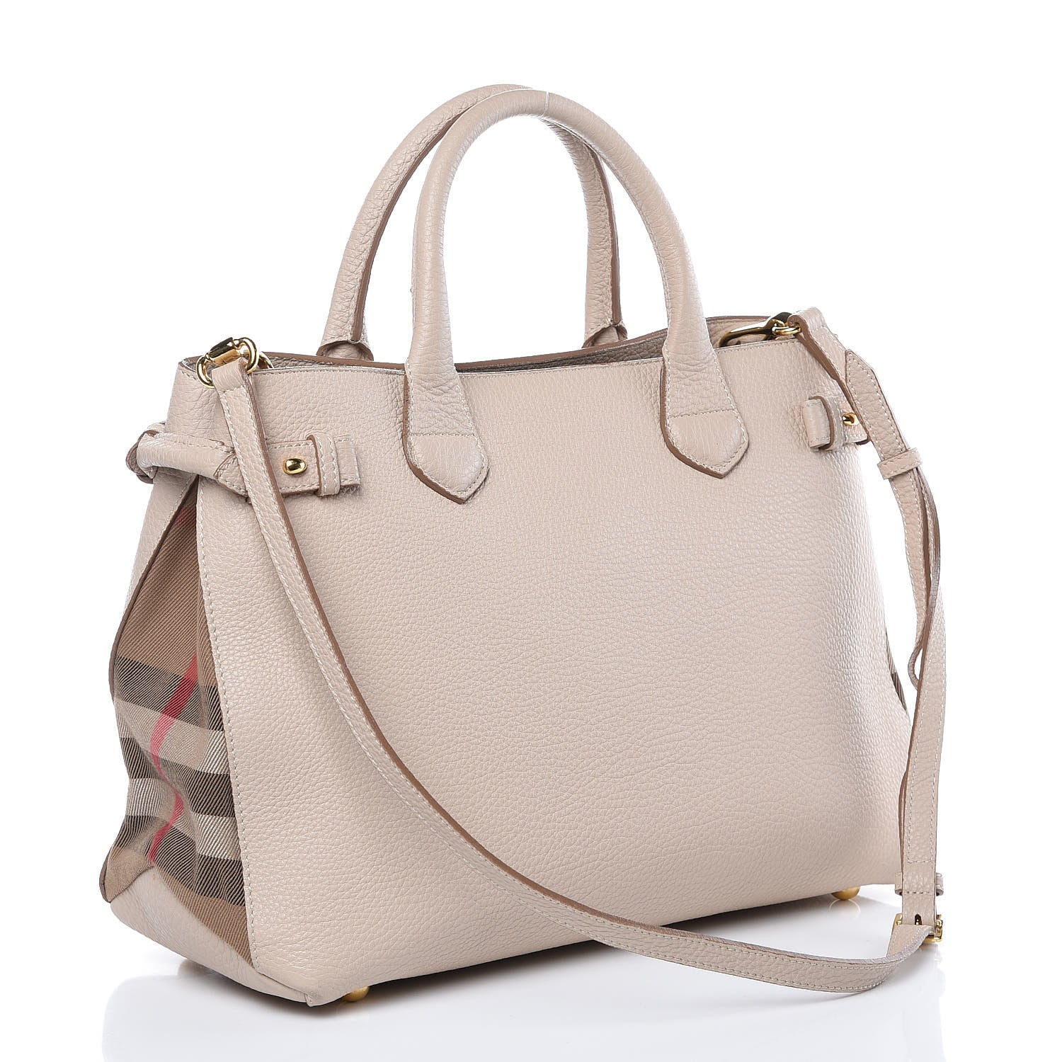 Burberry Derby Calfskin House Check Medium Banner Tote Beige 3 of 13
