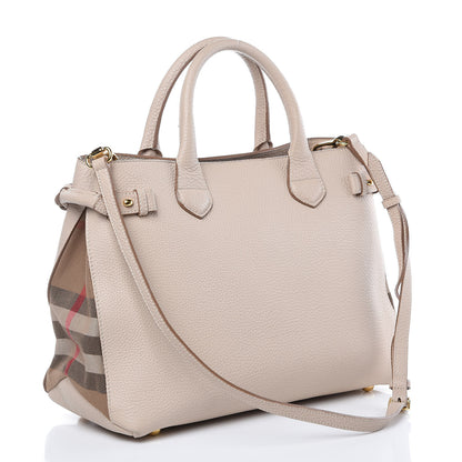 Burberry Derby Calfskin House Check Medium Banner Tote Beige 3 of 13