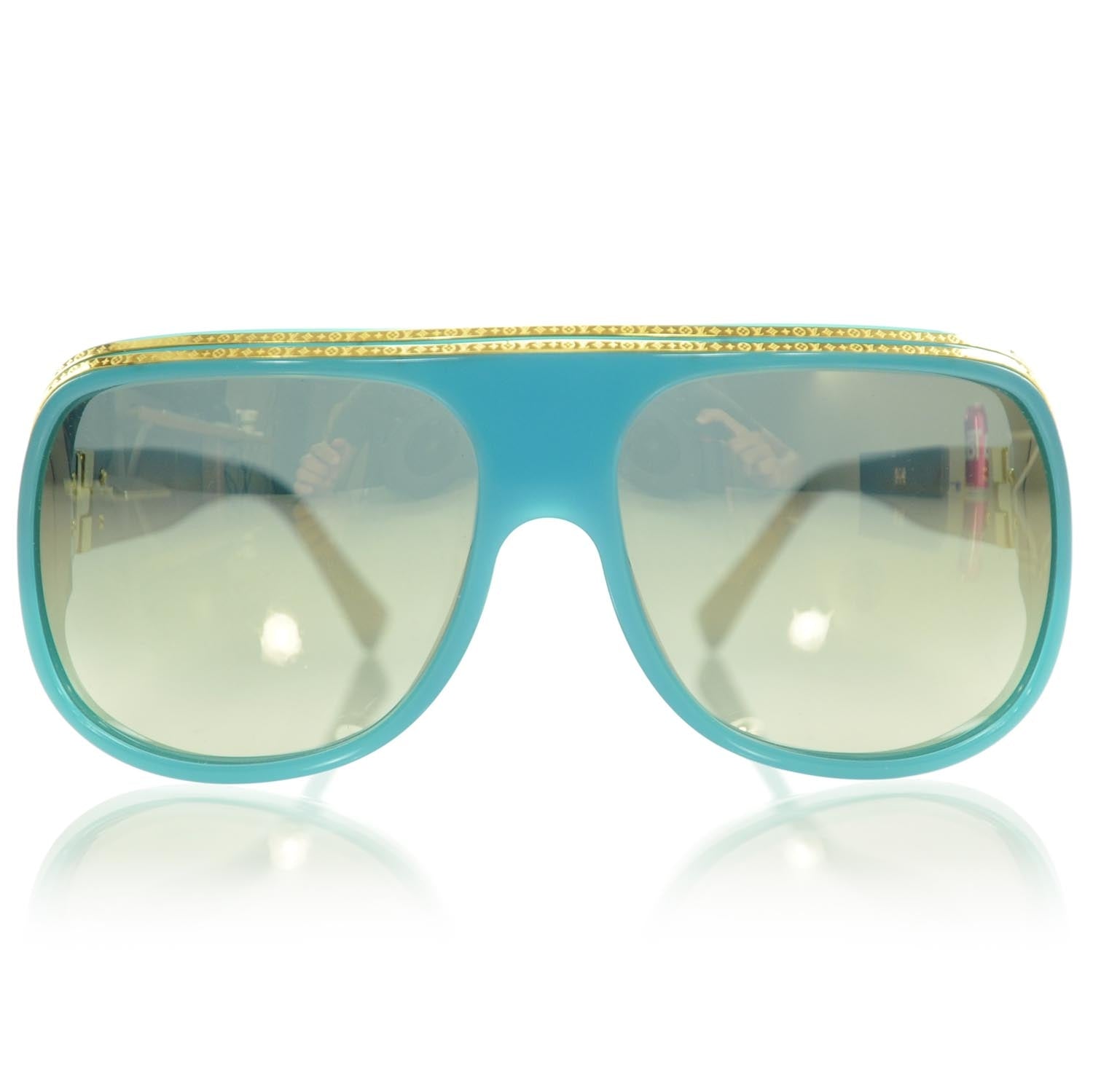 Louis Vuitton Millionaire Sunglasses Turquoise w Gold Plated Lenses 3 of 8