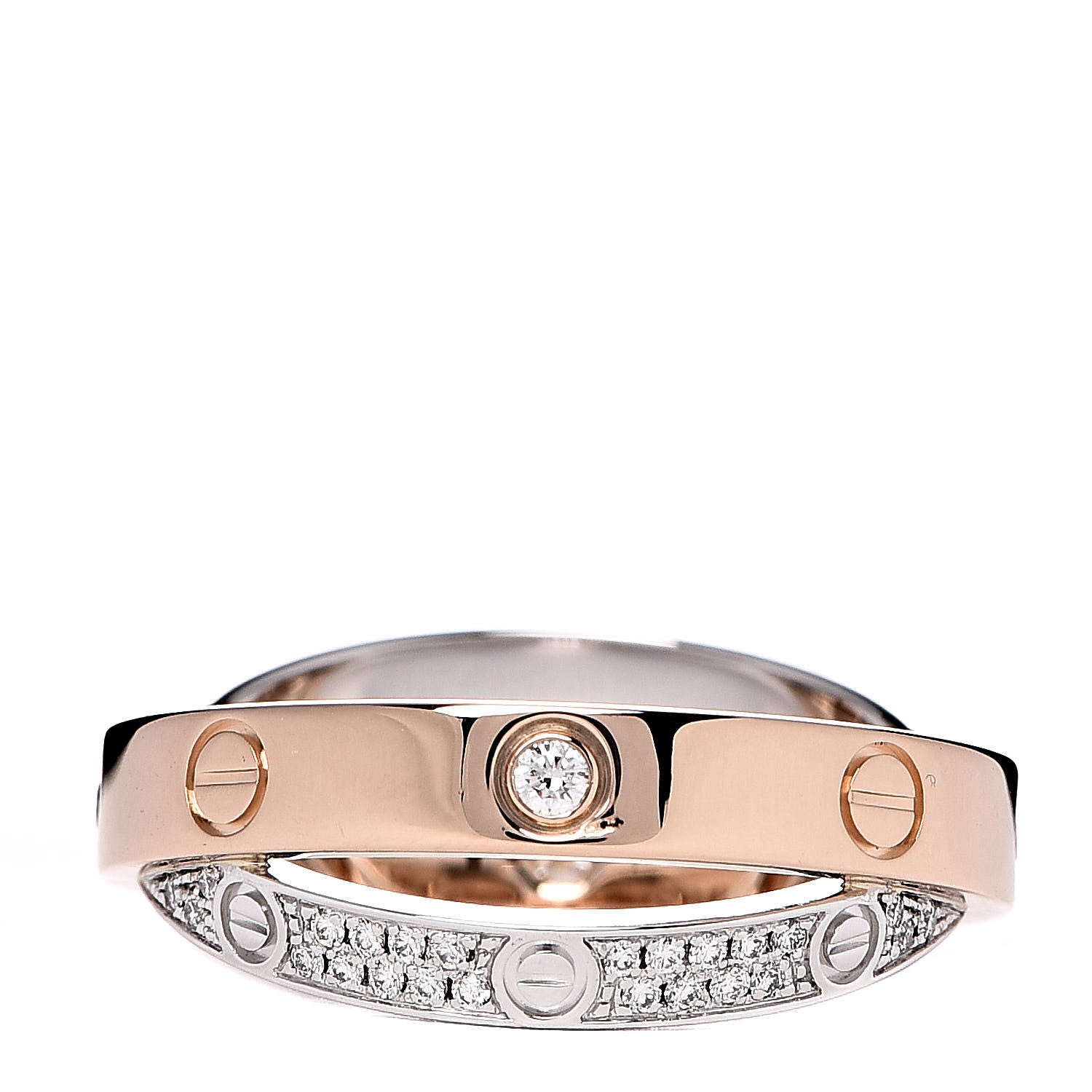 Cartier 18K Pink White Gold Diamond 2.6mm LOVE Paved Ring 51 5.75 4 of 5