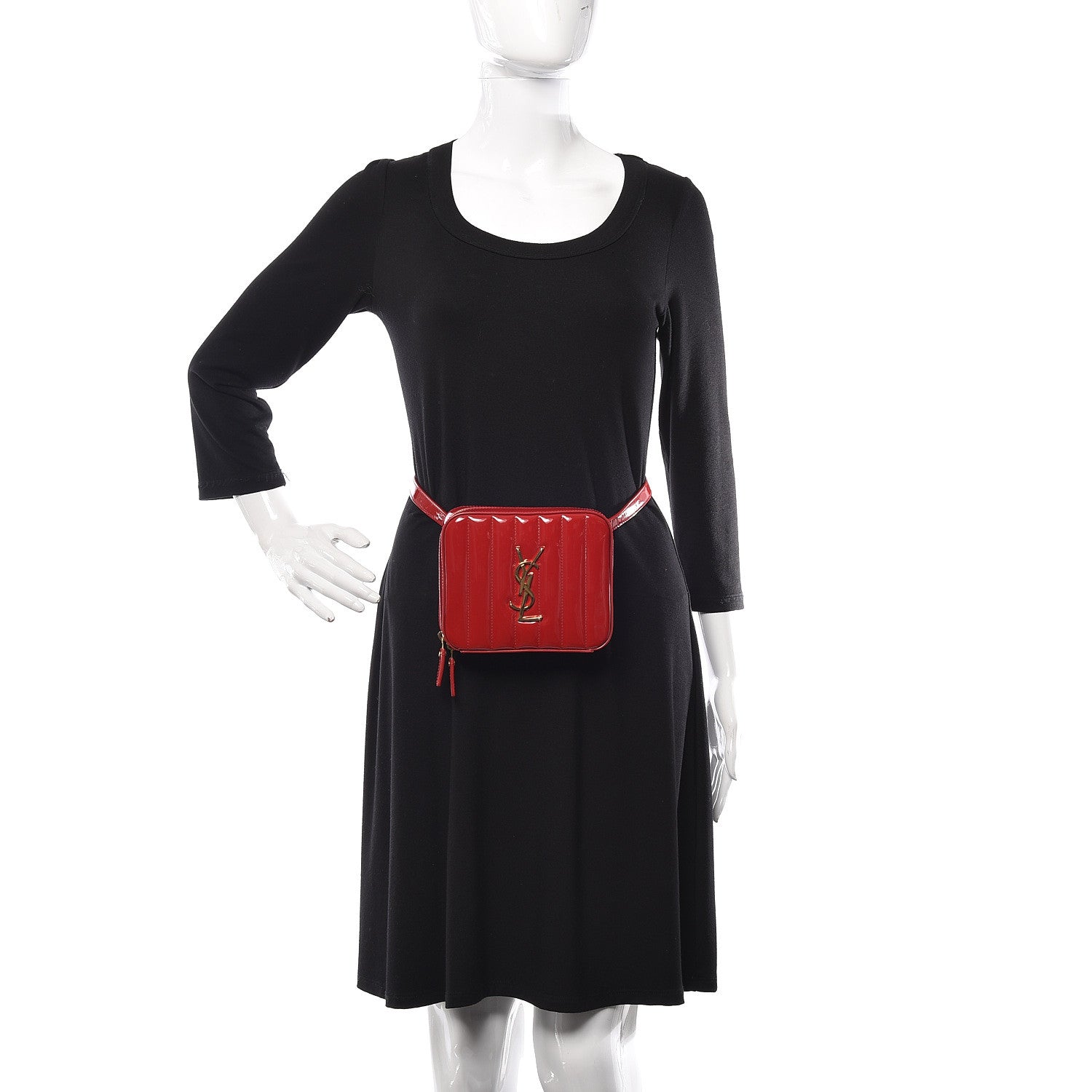 Saint Laurent Patent Matelasse Vicky Monogram Belt Bag Red 2 of 11