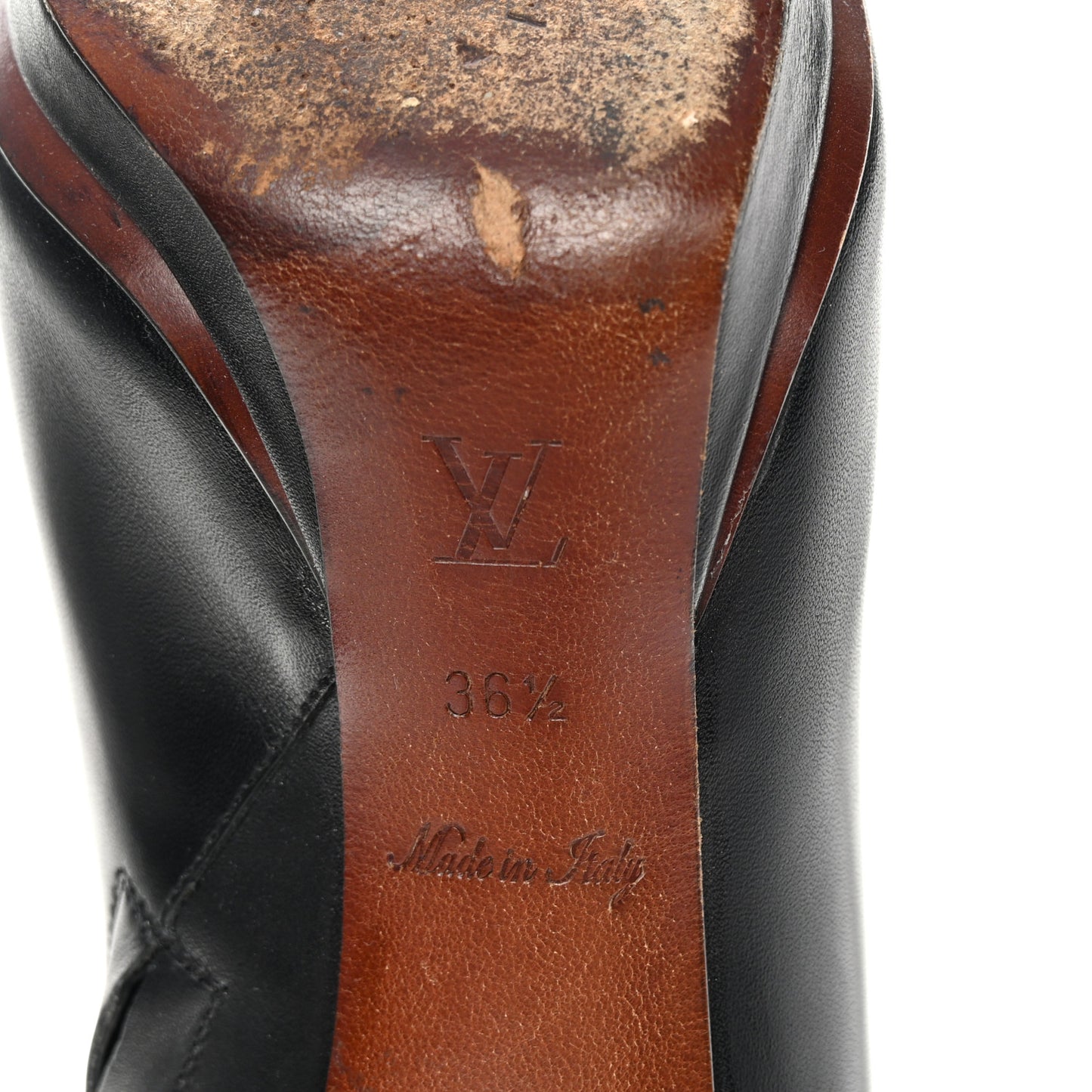 Calfskin Belted High Boots 36.5 Black