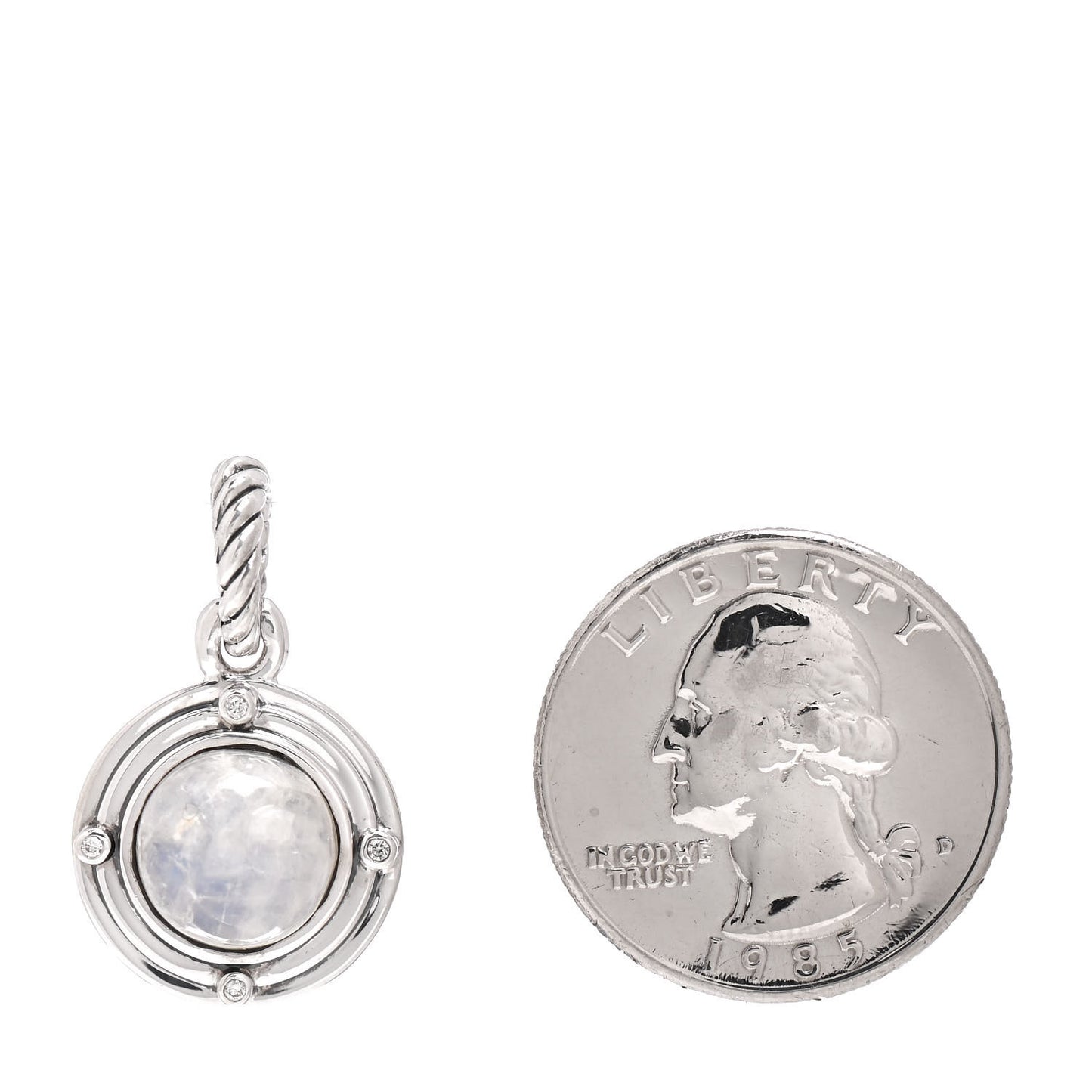 Sterling Silver Diamond Moonstone Amulet Enhancer Pendant