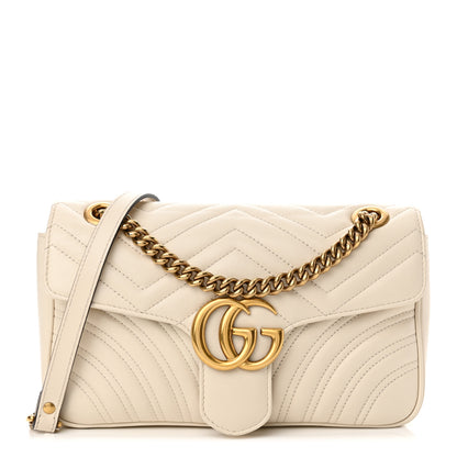 Gucci Calfskin Matelasse Small GG Marmont Shoulder Bag White 1 of 11
