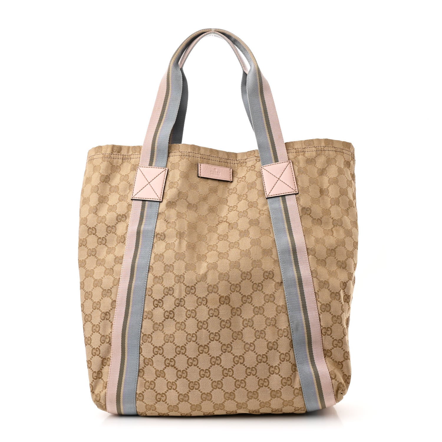 Gucci GG Monogram Medium Web Handle Vertical Tote Pink Blue 1 of 11