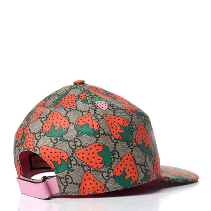 Gucci GG Supreme Monogram Strawberry Baseball Hat L Beige 4 of 10