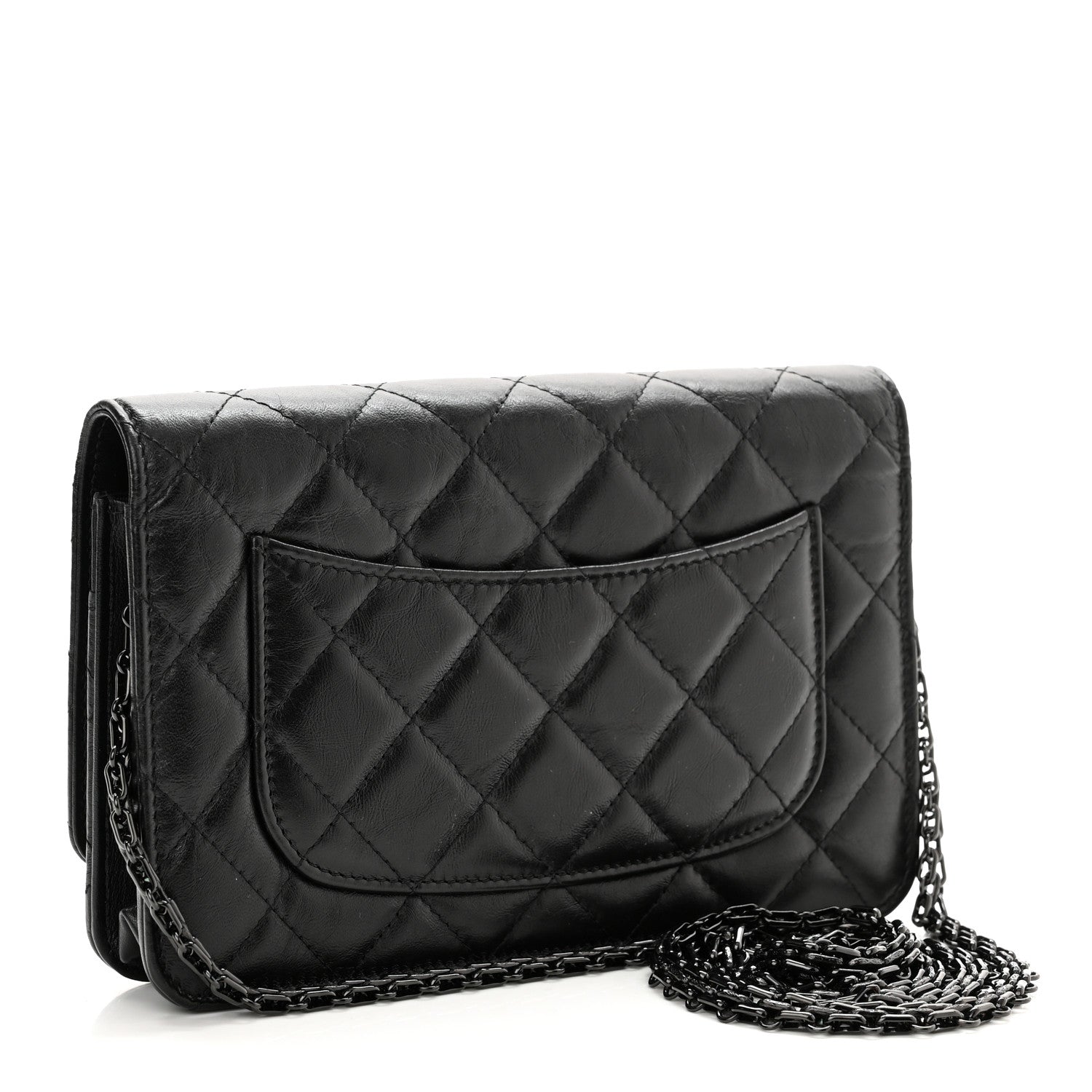 Chanel Aged Calfskin Quilted Reissue Wallet On Chain WOC So Black 3 of 11