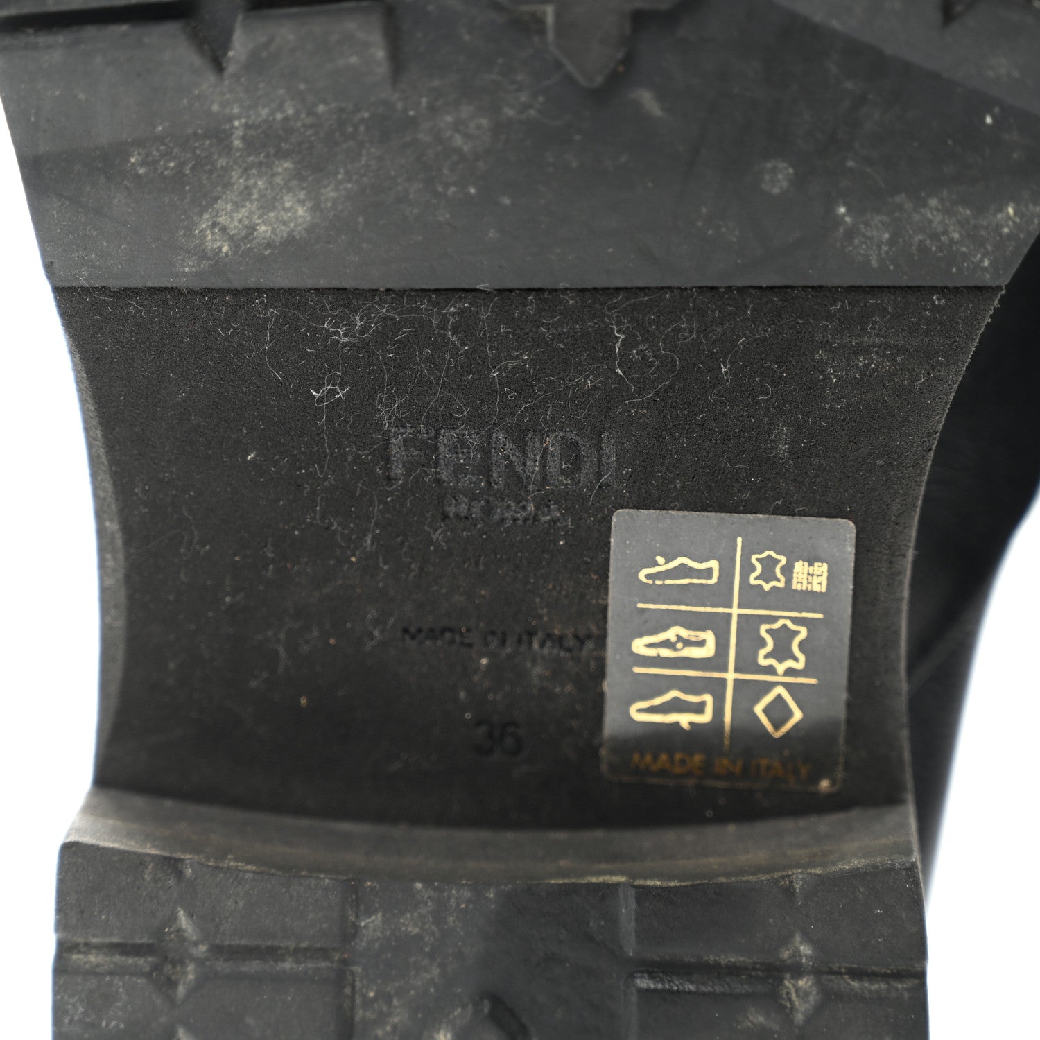 Fendi Lambskin Stretch Fabric Logo Rockoko Tall Boots 36 Black White 6 of 7