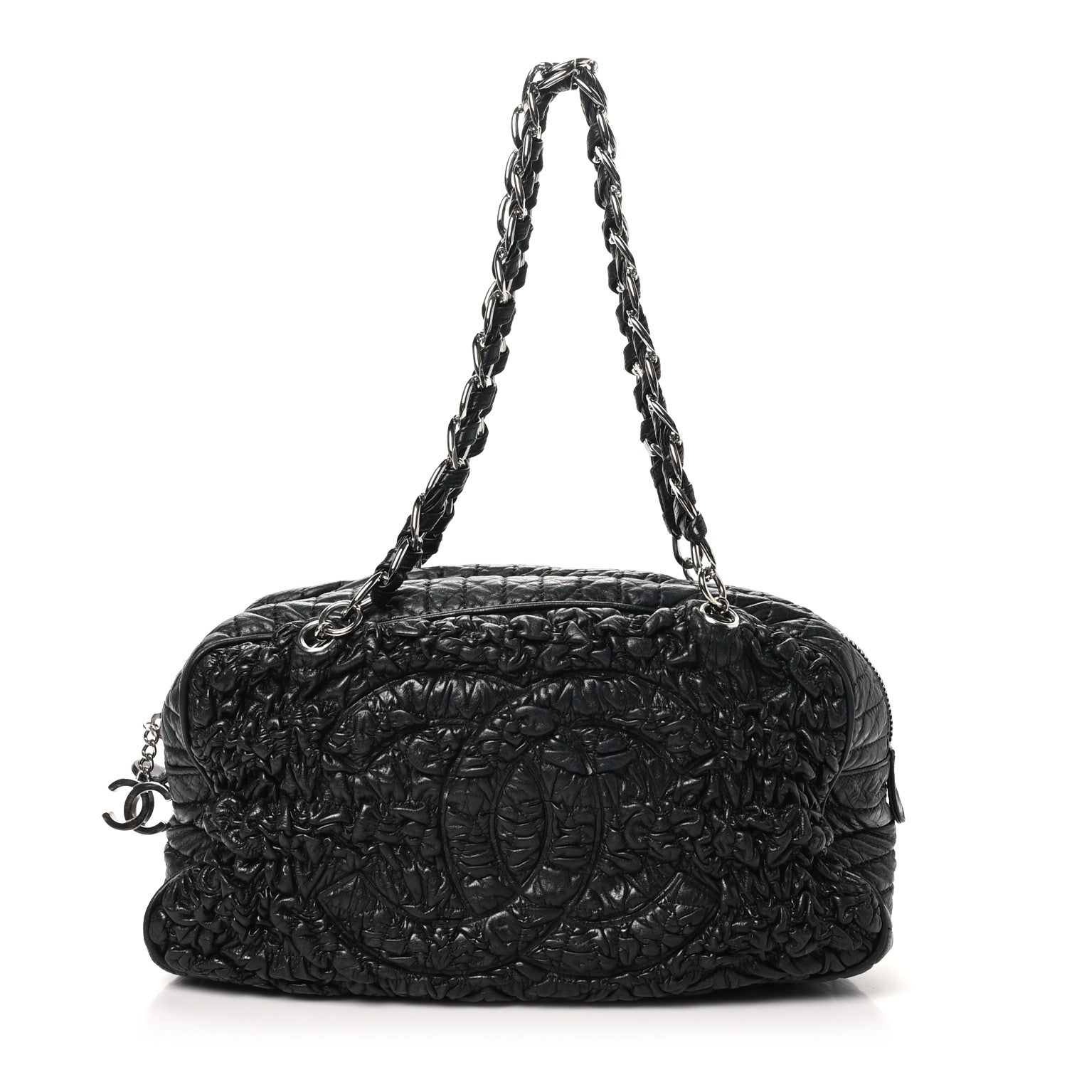 Chanel Lambskin Astrakhan Bowler Black 1 of 12