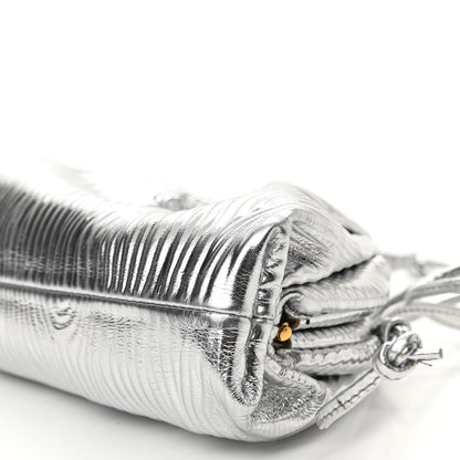 Bottega Veneta Metallic Bark Calfskin The Mini Pouch Silver 9 of 9