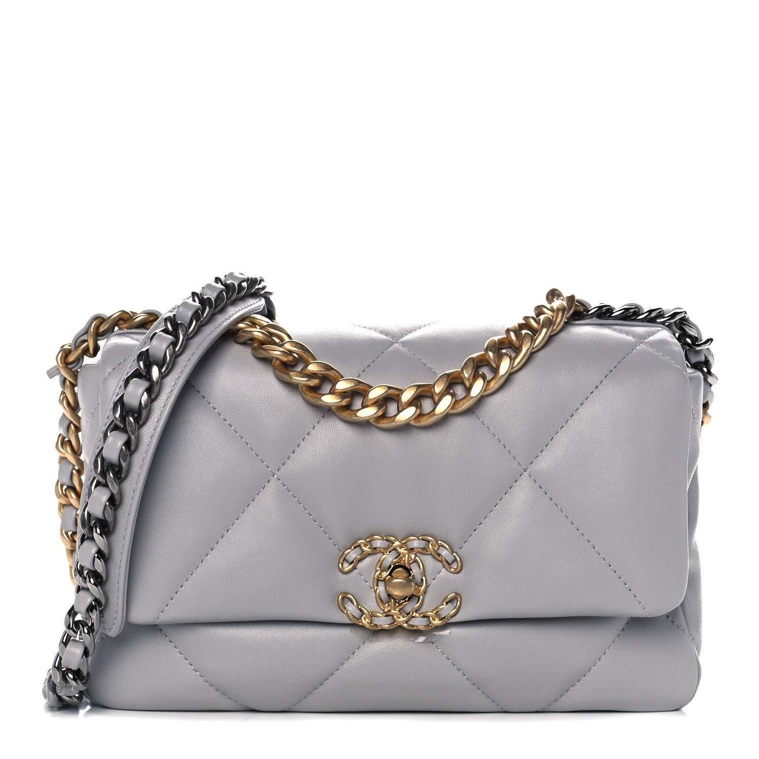 Chanel Lambskin Quilted Medium Chanel 19 Flap Grey 1 of 13