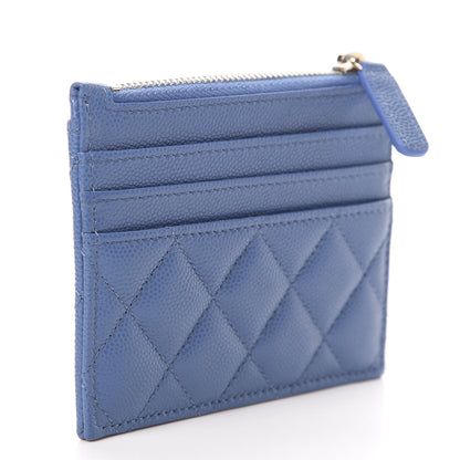 Chanel Caviar Quilted CC Zip Card Holder Blue 3 of 8