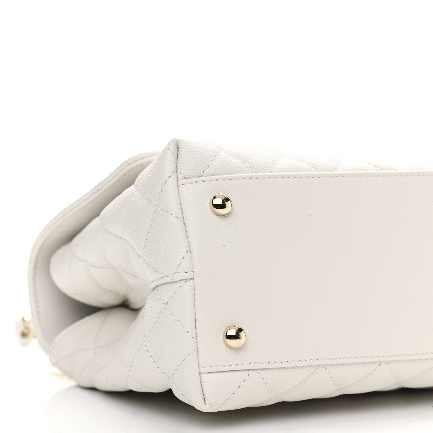 Caviar Quilted Small Coco Handle Flap White
