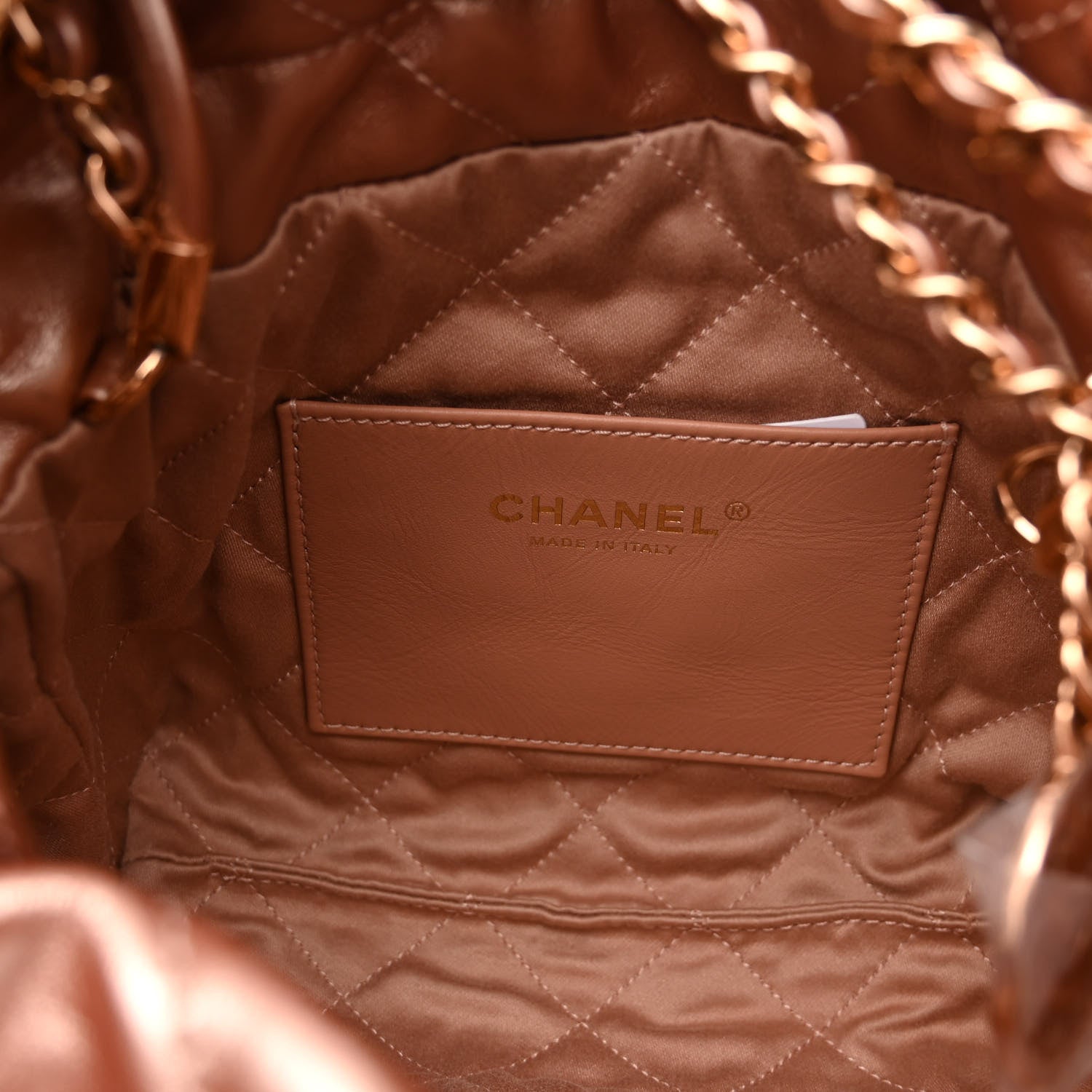 Chanel Metallic Calfskin Quilted Mini Chanel 22 Copper 5 of 9