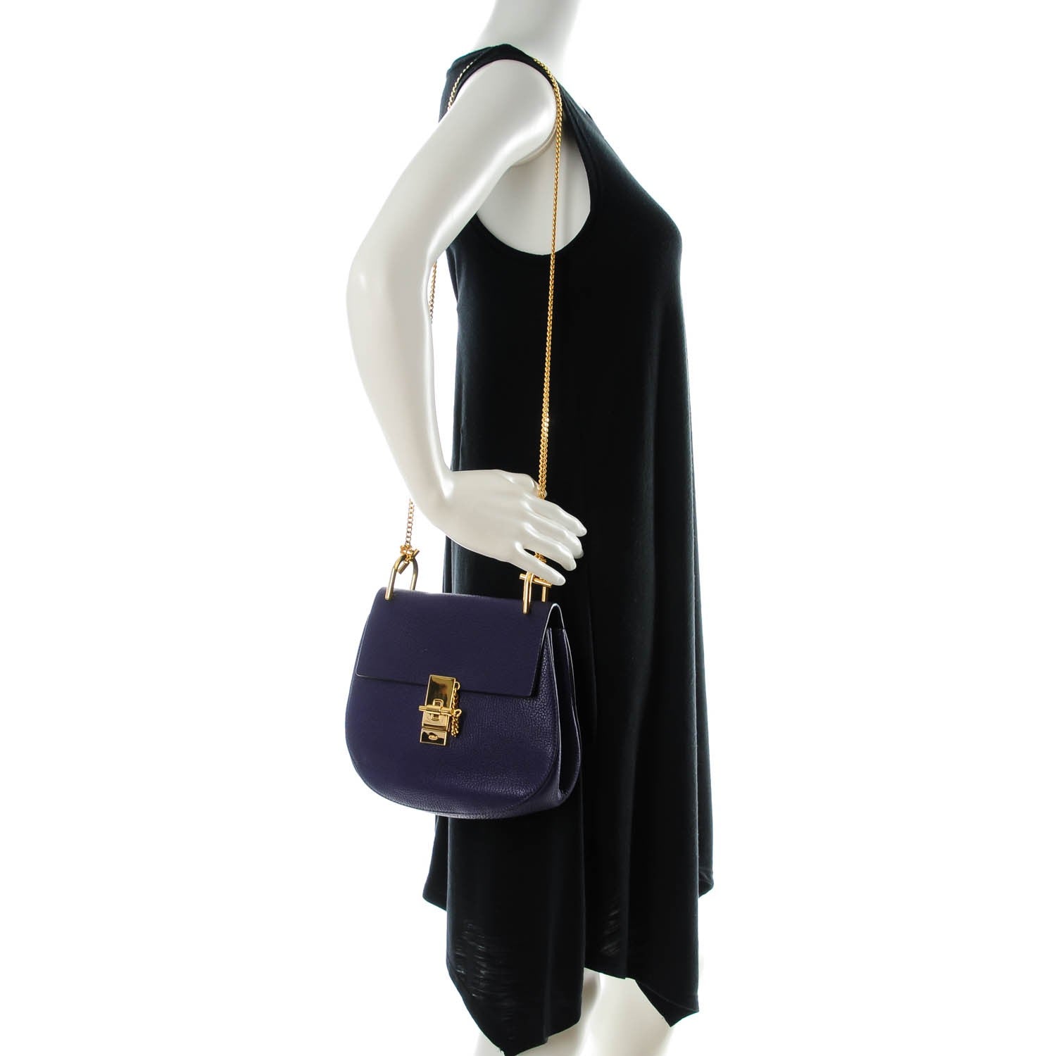 Chloe Grained Lambskin Drew Shoulder Bag Storm Blue 2 of 8