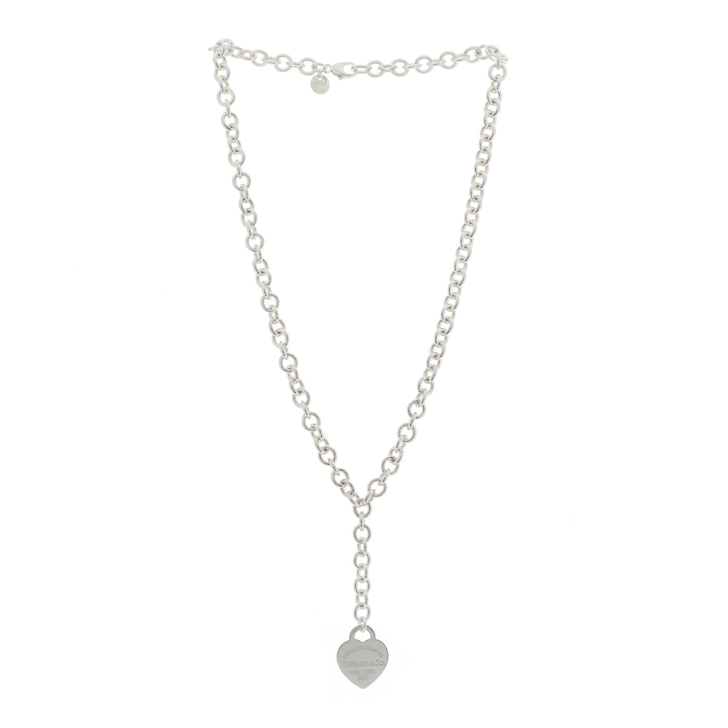 Tiffany Sterling Silver Return To Tiffany Heart Tag Lariat Necklace 2 of 5