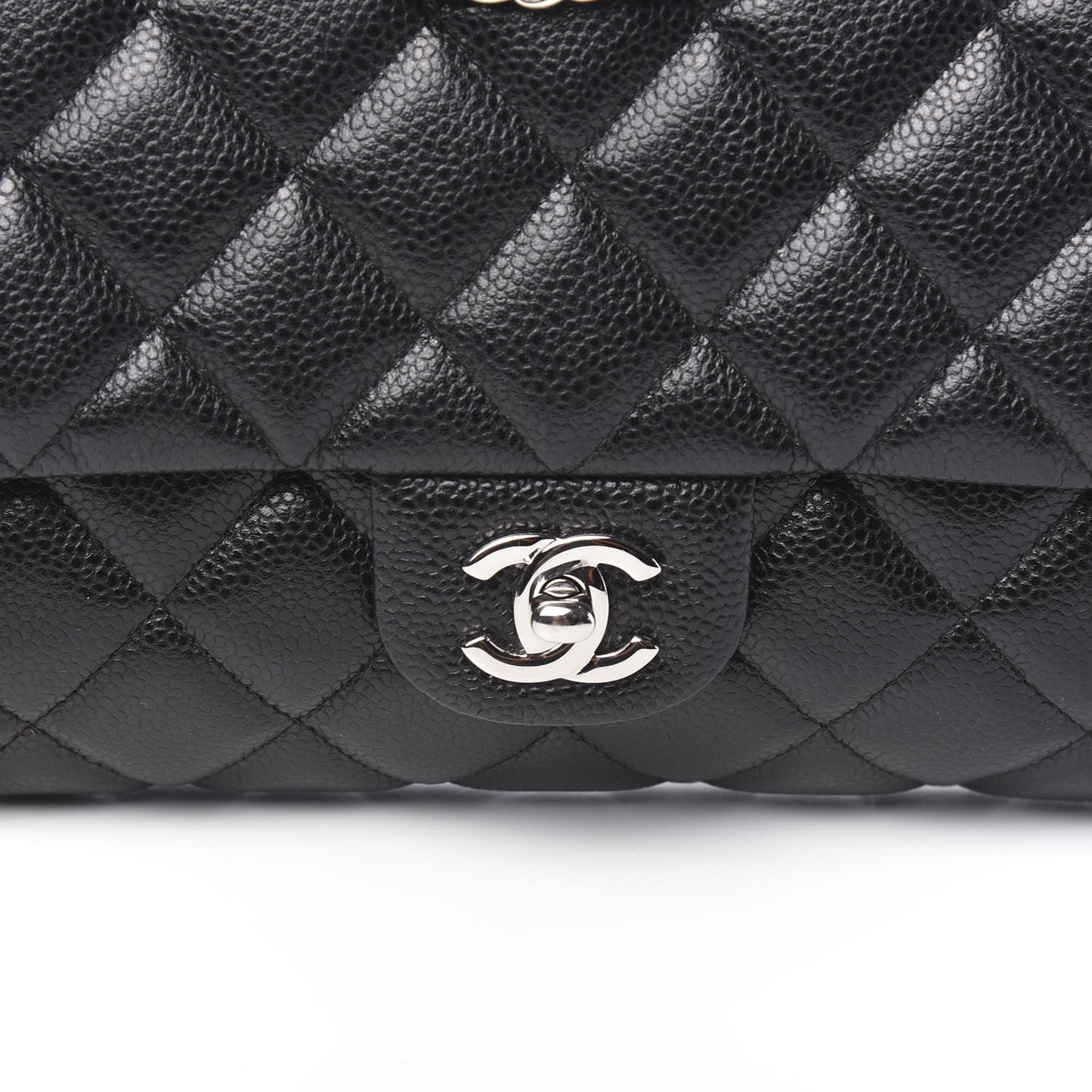 Caviar Quilted Clutch With Chain Flap Black
