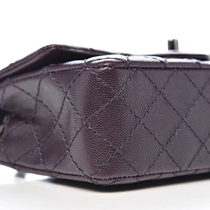Chanel Washed Caviar Quilted Mini Rectangular Flap Dark Purple 9 of 12