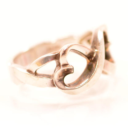 Tiffany Sterling Silver Paloma Picasso Double Loving Heart Ring 8.5 6 of 7