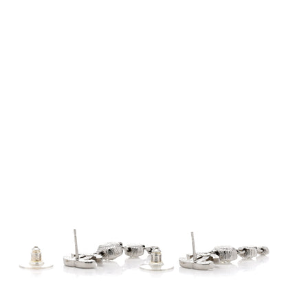 Chanel Metal Crystal CC Drop Earrings Silver 4 of 5