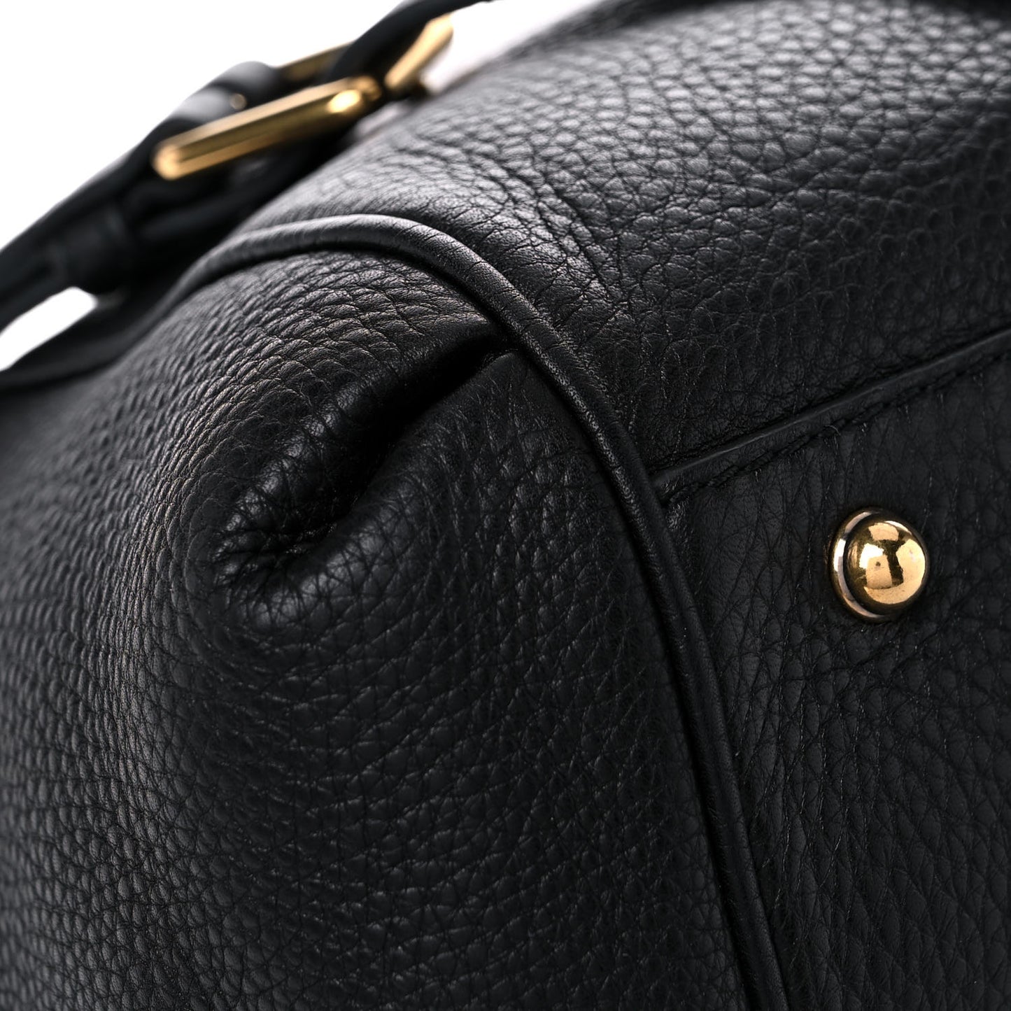 Pebbled Calfskin Ride Medium Top Handle Bag Black