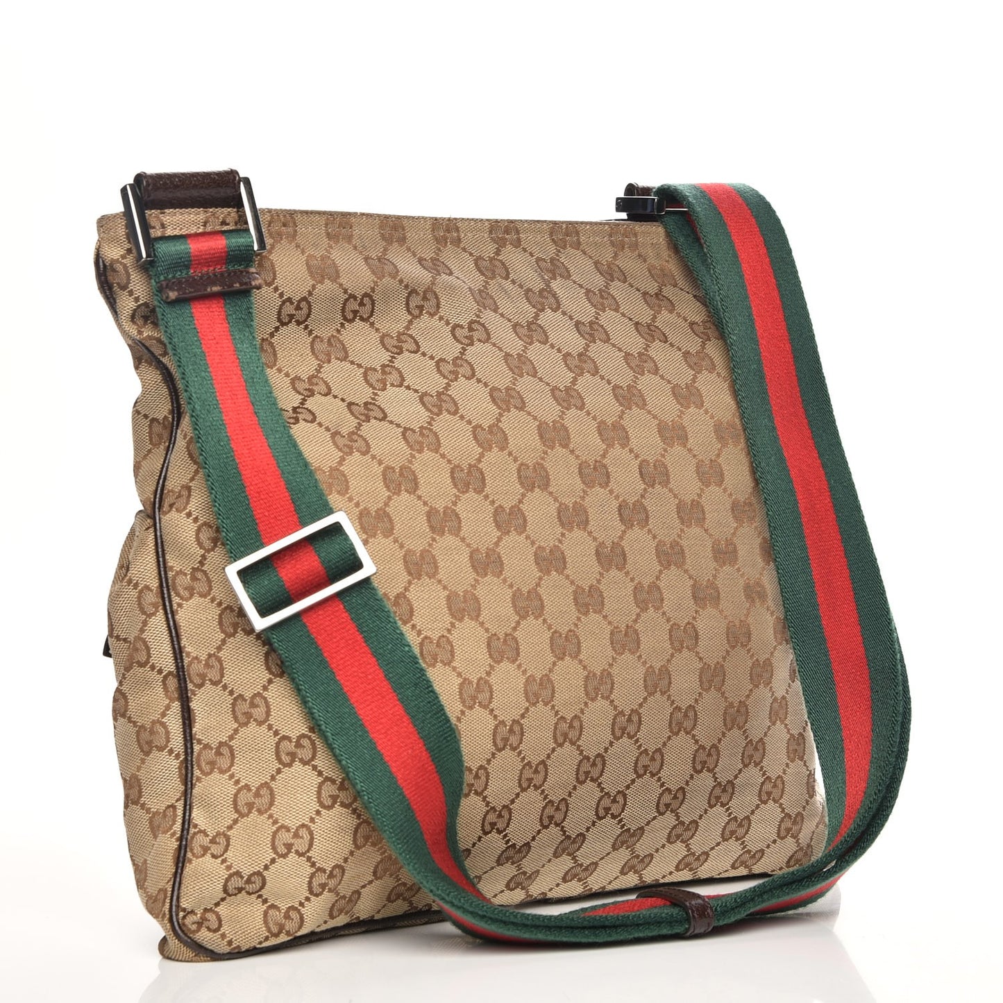Monogram Web Medium Double Pocket Messenger Bag Dark Brown