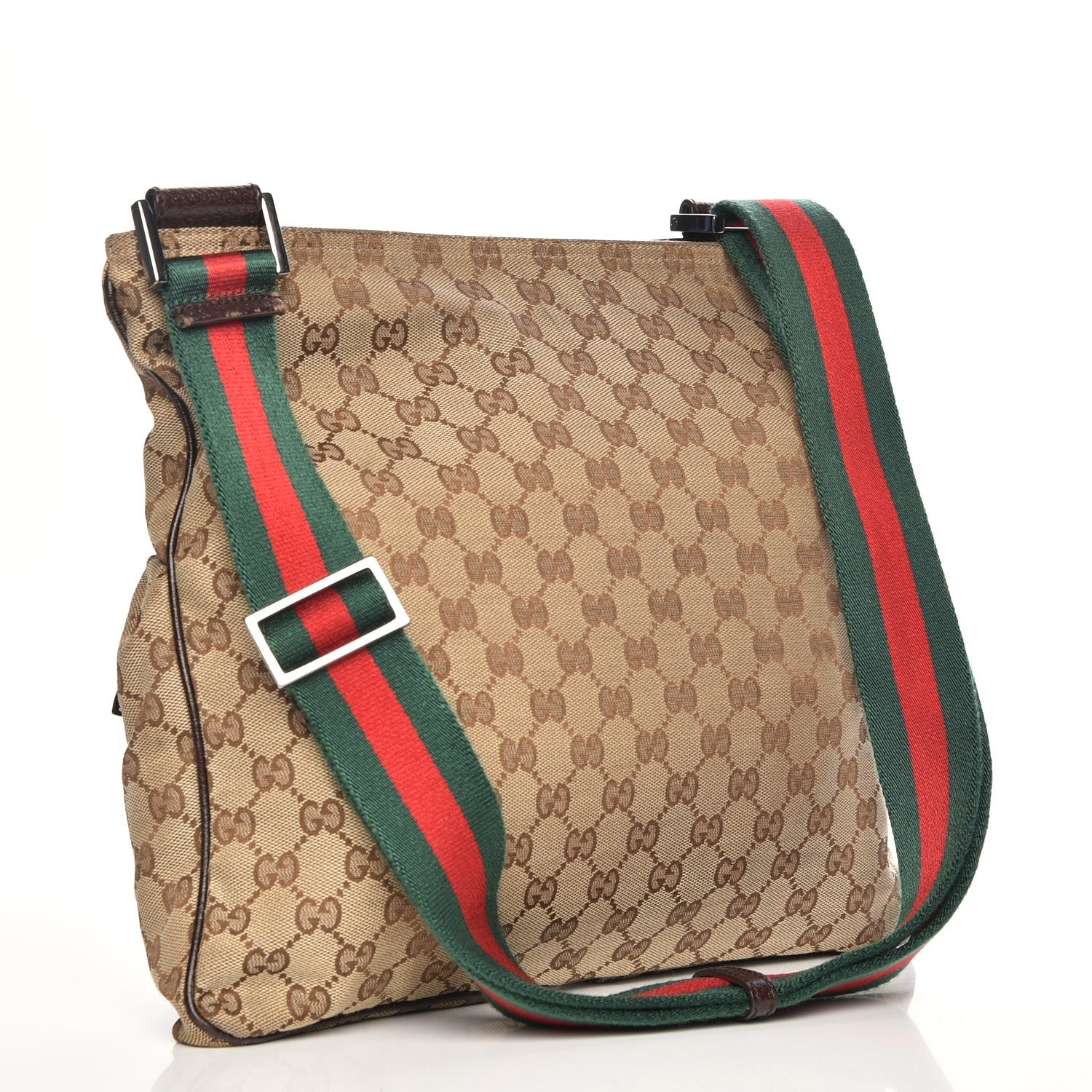 Gucci Monogram Web Medium Double Pocket Messenger Bag Dark Brown 3 of 7