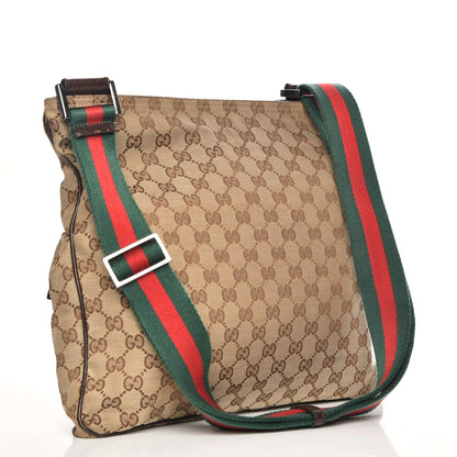 Gucci Monogram Web Medium Double Pocket Messenger Bag Dark Brown 3 of 7