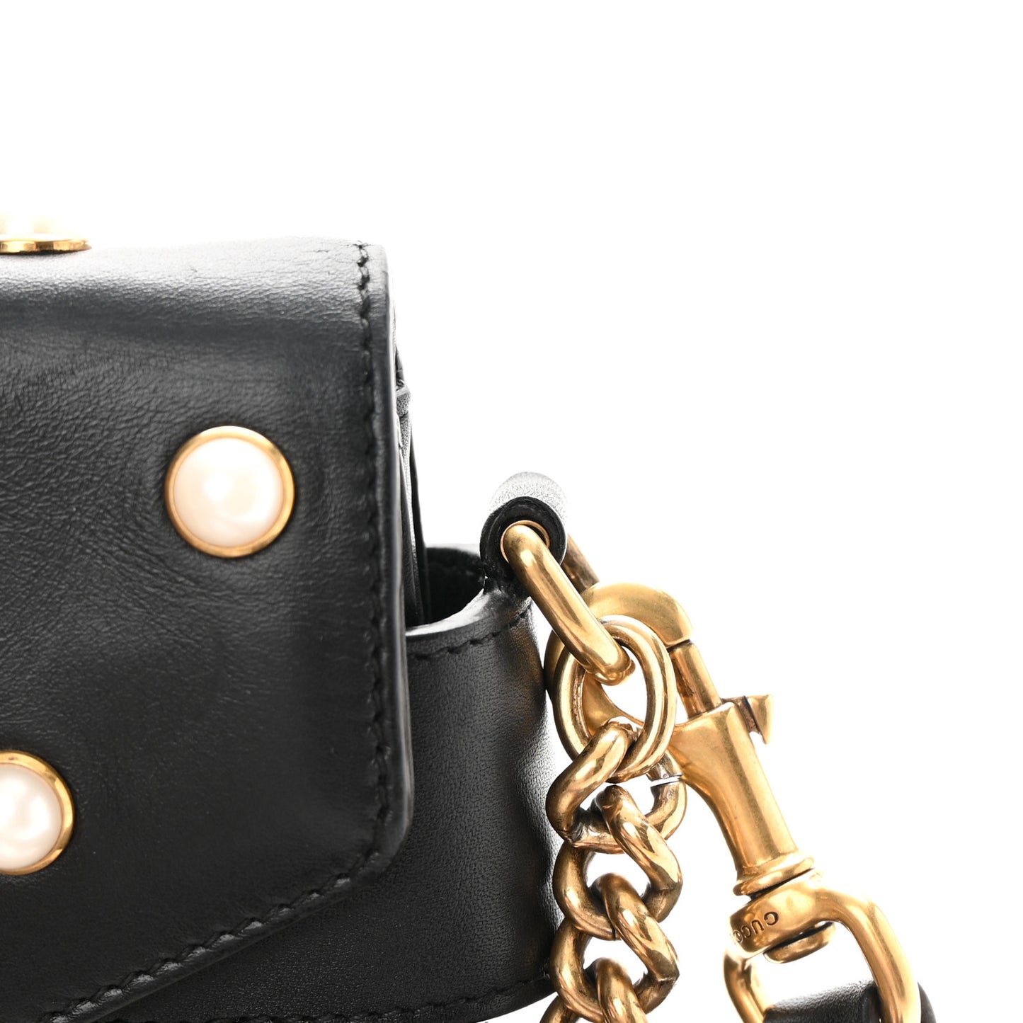 Nappa Pearl Studded Mini Queen Margaret Broadway Shoulder Bag Black