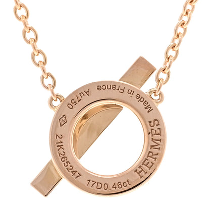 Hermes 18K Rose Gold Diamond Finesse Pendant Necklace 5 of 6