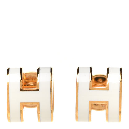 Hermes Gold Lacquered Mini Pop H Earrings White 1 of 7