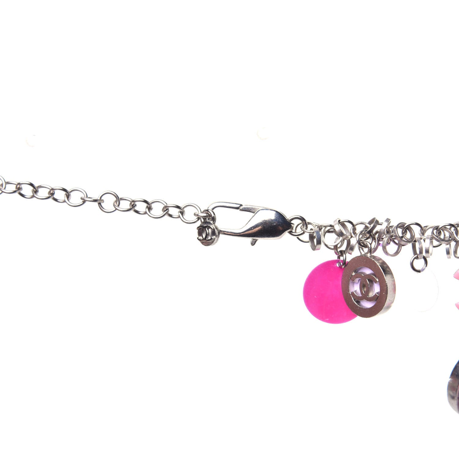 Chanel Resin CC Necklace Pink Purple Silver 4 of 6