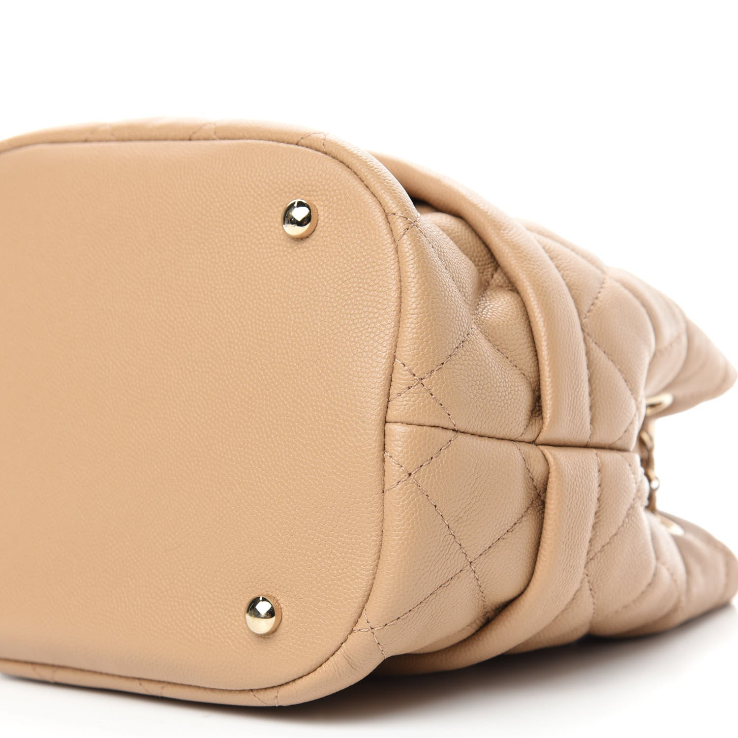 Chanel Caviar Quilted Rolled Up Bucket Drawstring Bag Beige 7 of 10