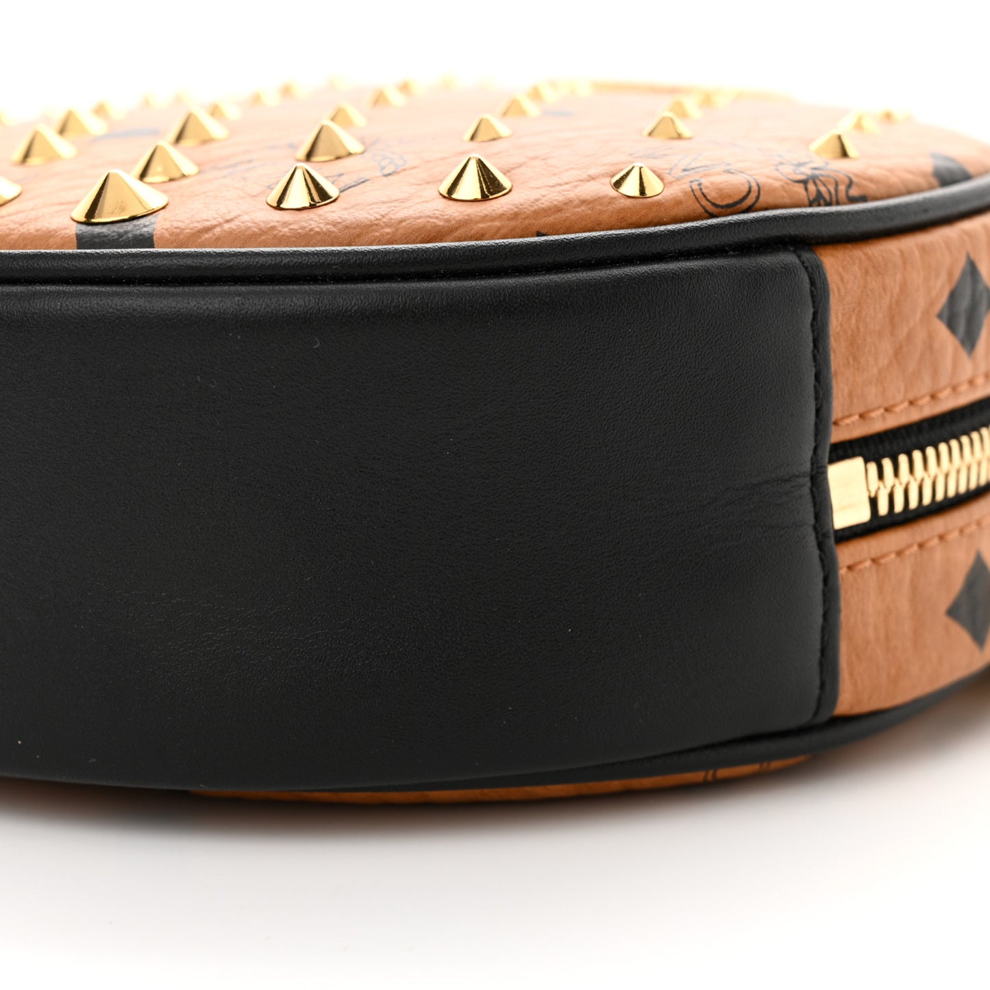 Visetos Studded Big O Small Round Crossbody Cognac