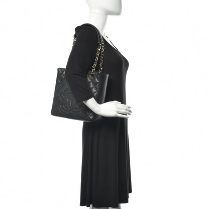 Chanel Caviar Quilted Petit Shopping Tote PST Black 2 of 11