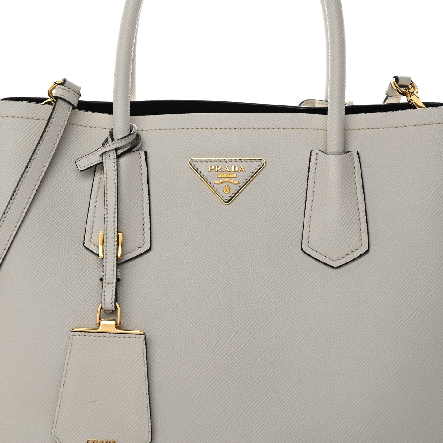 Saffiano Cuir Medium Double Handle Bag Talco