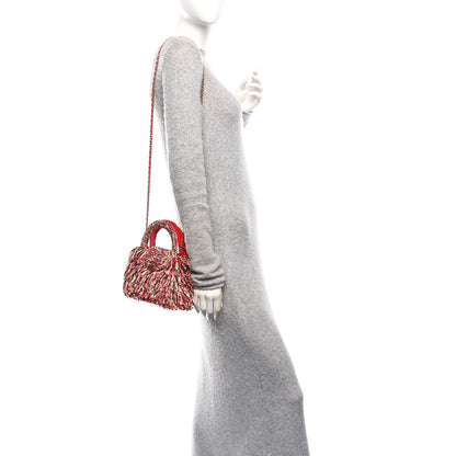 Chanel Raffia Fringe Nano Kelly Shopper Red Beige Black 2 of 11