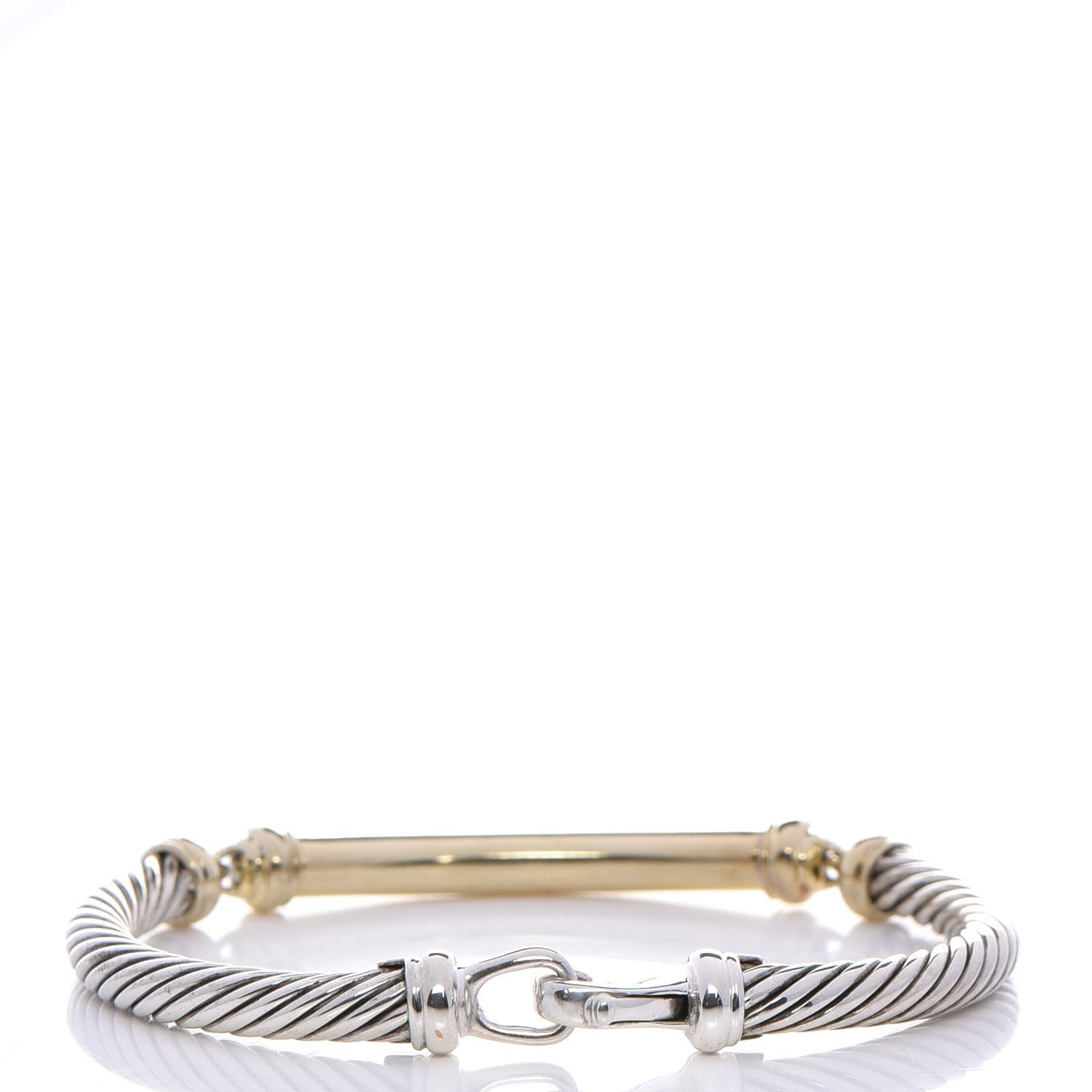 Sterling Silver 14K Yellow Gold Diamond 5mm Metro Cable Bracelet