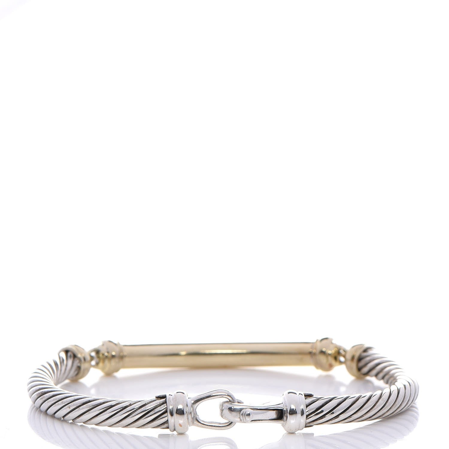 David Yurman Sterling Silver 14K Yellow Gold Diamond 5mm Metro Cable Bracelet 2 of 5