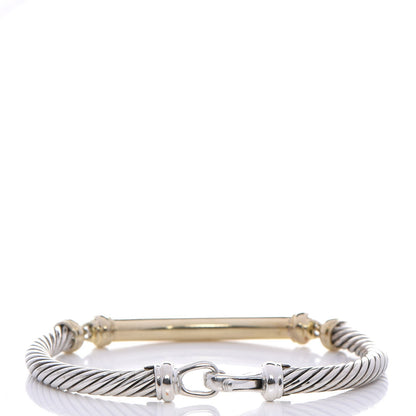 David Yurman Sterling Silver 14K Yellow Gold Diamond 5mm Metro Cable Bracelet 2 of 5
