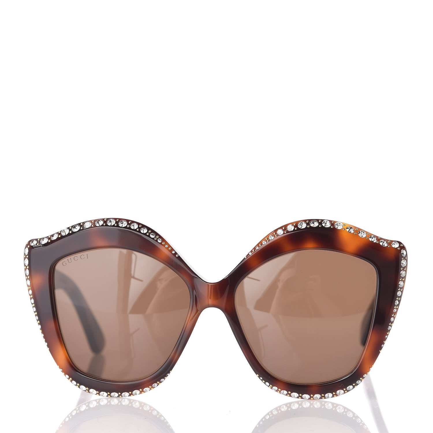 Gucci Crystal Cat Eye GG0118S Sunglasses Havana Brown 2 of 6