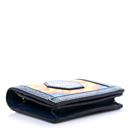 Gucci GG Supreme Kaleidoscope Calfskin Script Logo Gucci 100 Card Case Wallet Blue Orange Multicolor Blue Agata 4 of 9