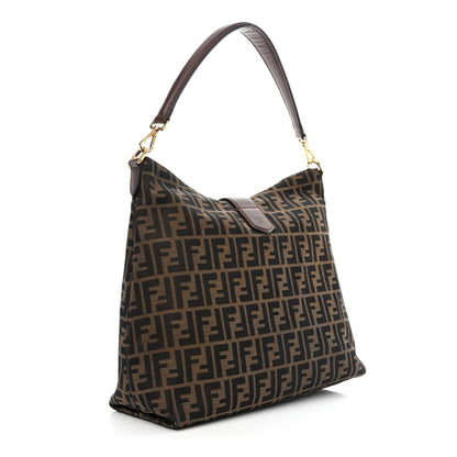 Fendi Zucca Vitello Artic Small Clasp Top Hobo Bag Tobacco Castagna 3 of 13