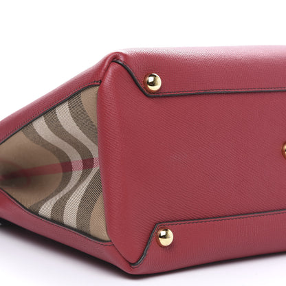 Burberry Grainy Calfskin House Check Medium Banner Tote Russet Red 10 of 11