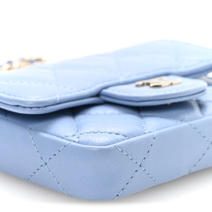 Chanel Lambskin Coco Enamel Quilted Mini Chain Belt Bag Light Blue 10 of 12