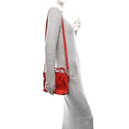 Celine Smooth Calfskin Nano Luggage Red 2 of 10