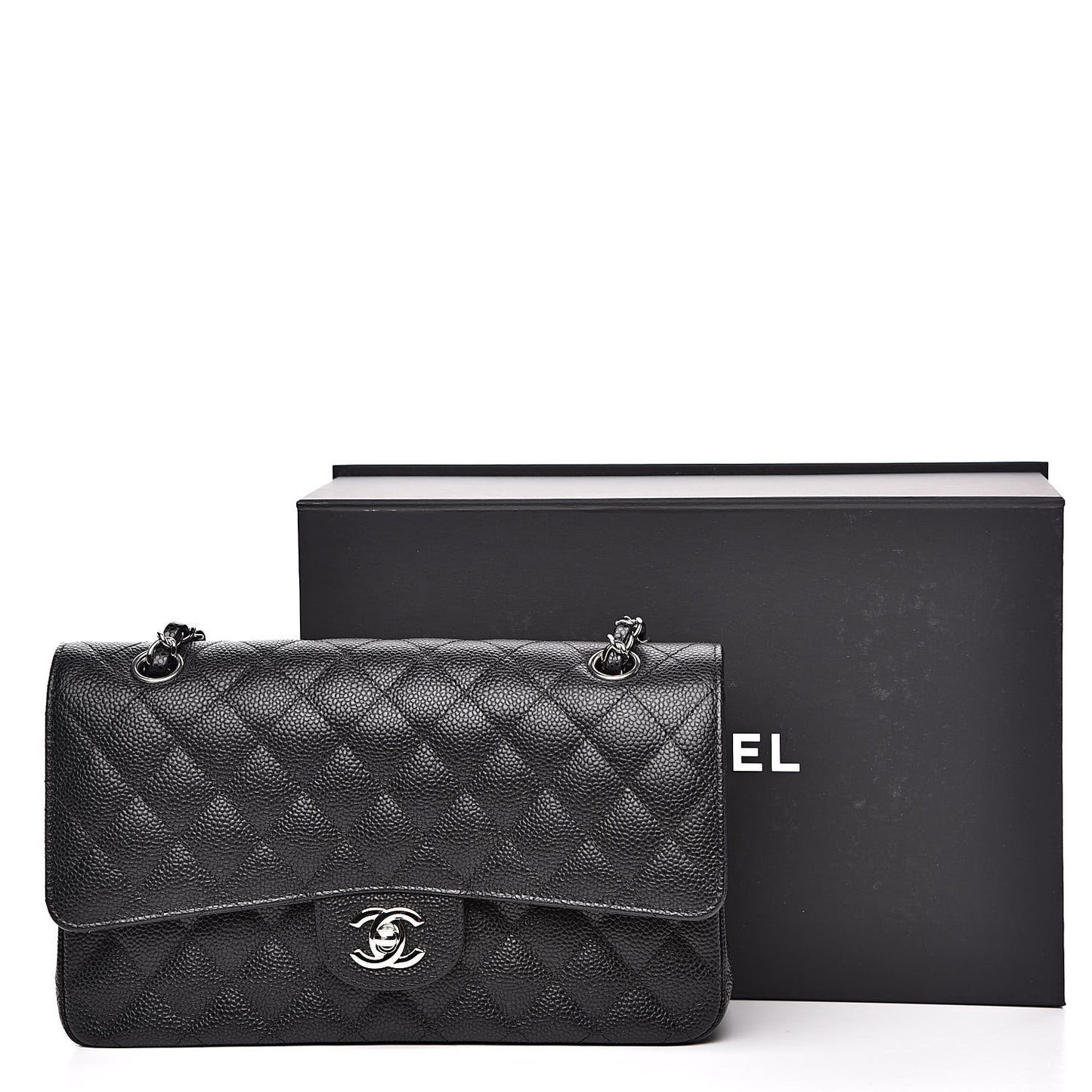 Caviar Quilted Medium Double Flap Black