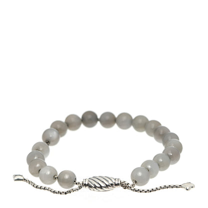 David Yurman Sterling Silver Gray Moonstone 8mm Spiritual Beads Bracelet 3 of 4