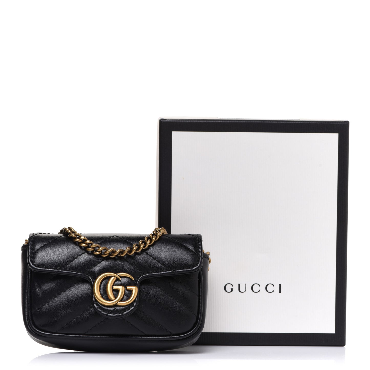 Calfskin Matelasse GG Marmont 2.0 Coin Purse On A Chain Black